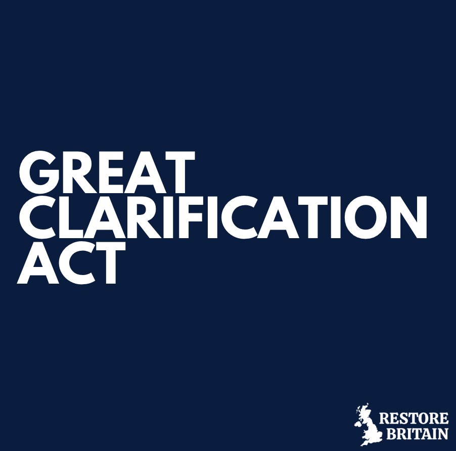 RestoreBritain_'s tweet image. The powers reclaimed by Parliament under our proposed &apos;Great Clarification Act&apos; would give MPs full confidence and ability to shoot down disruptive interpretations of the law by our own judges.

If we are to restore Britain’s constitution, we must have the courage to stop…