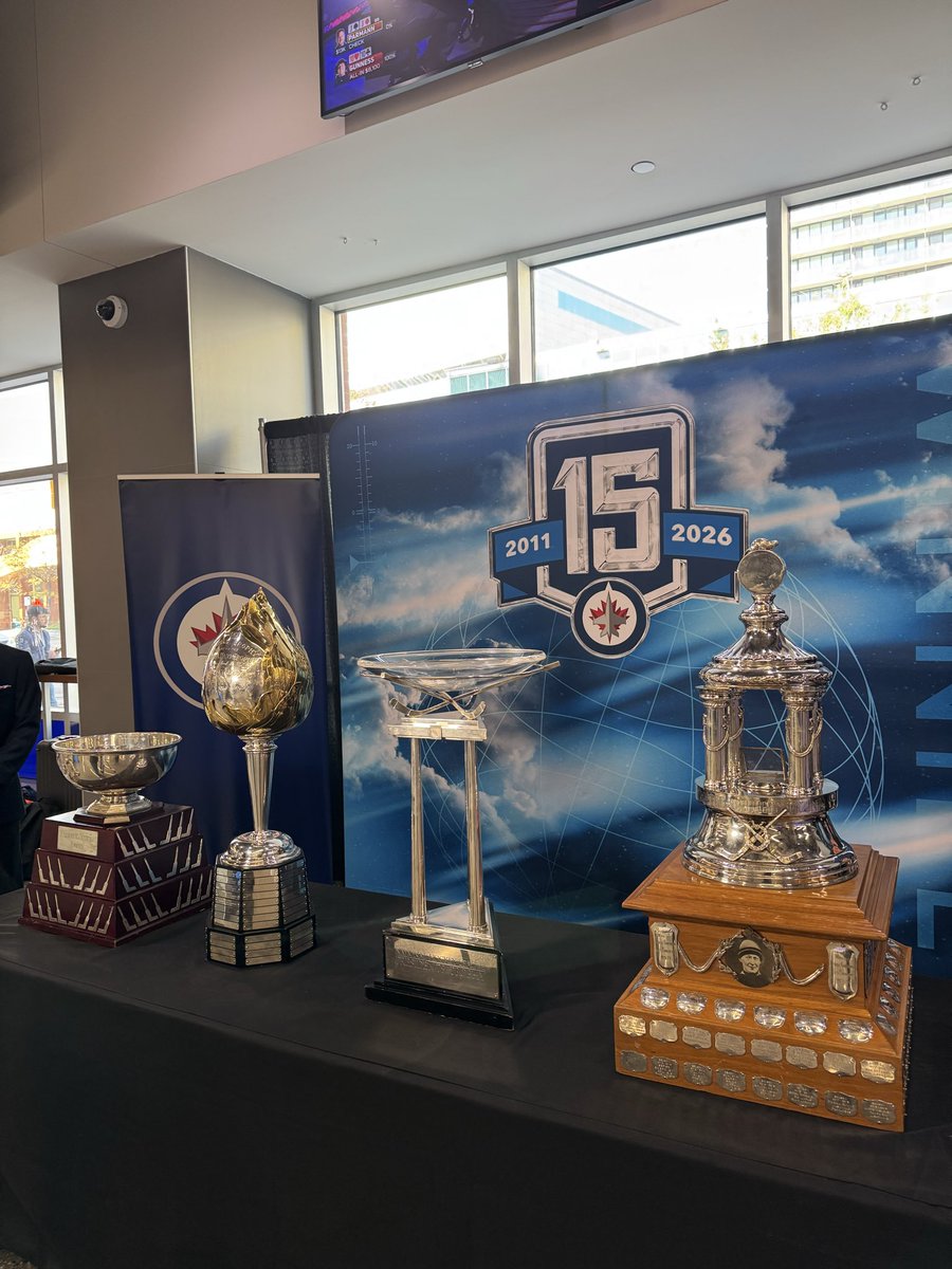 Lots of hardware in the house as the #NHLJets get set to open their season against the Dallas Stars tonight in Winnipeg 👀