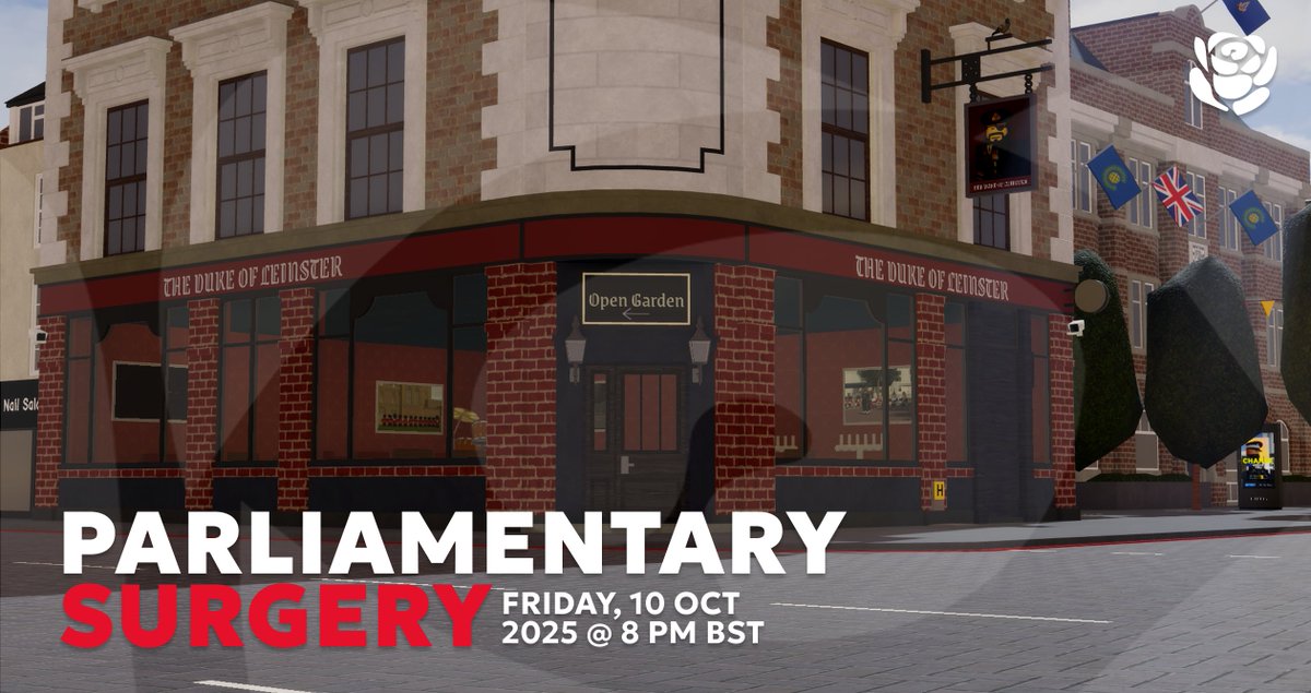 👥 Want to meet the team representing you in Parliament and holding this Government to account?

🗓️ Join us for our upcoming Parliamentary Surgery at the Duke of Leinster Pub (near KES) on 10 October, 8 PM BST!