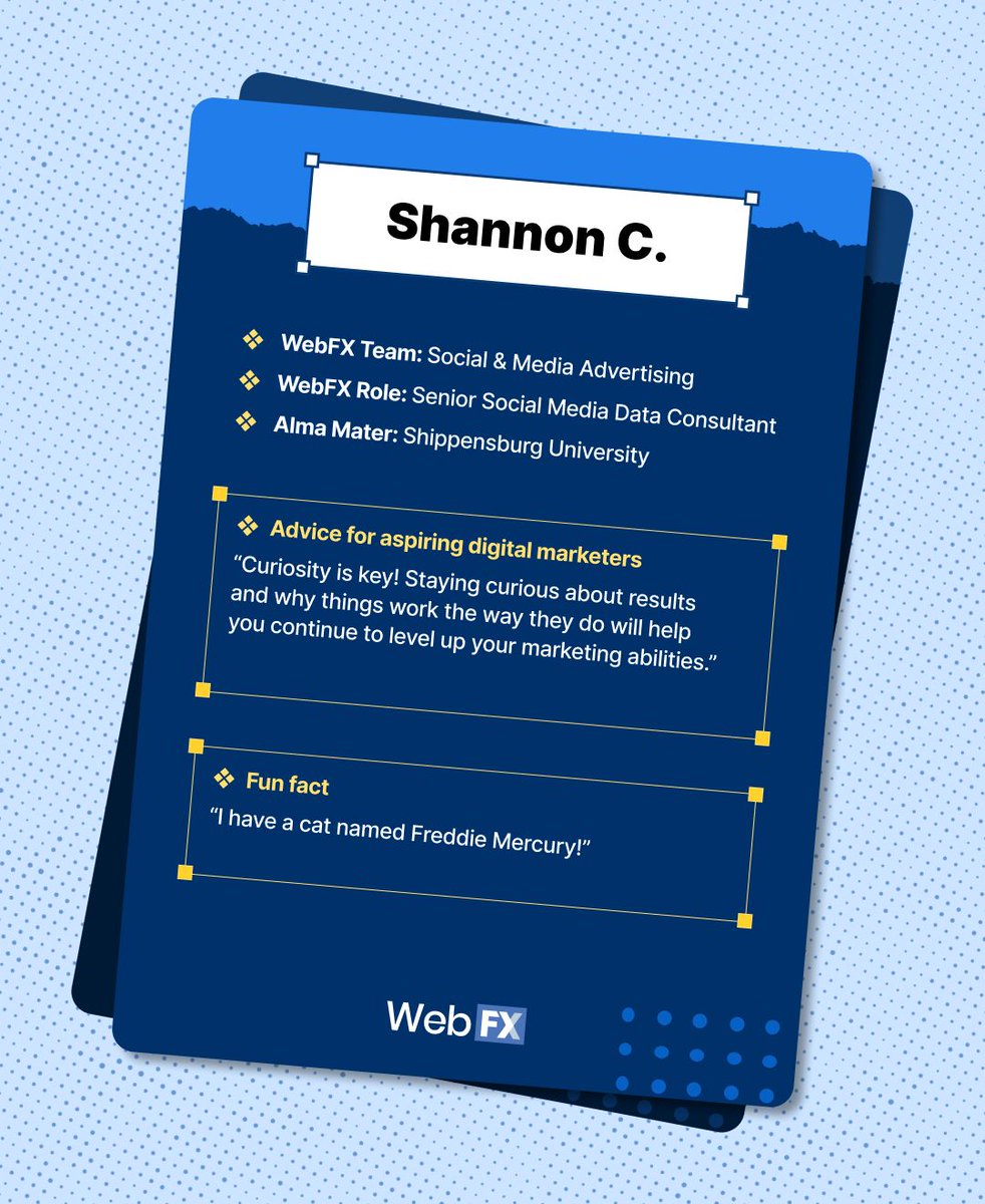 webfx's tweet image. Registration for WebFX-U closes tomorrow (10/10) at 12 p.m. If you haven&apos;t registered yet, now is the time! 🚨

Before registration closes, we&apos;d like you to meet Shannon and her sidekick Freddie Mercury (no, not THAT Freddie Mercury — but equally as cool). Shannon is one of our…