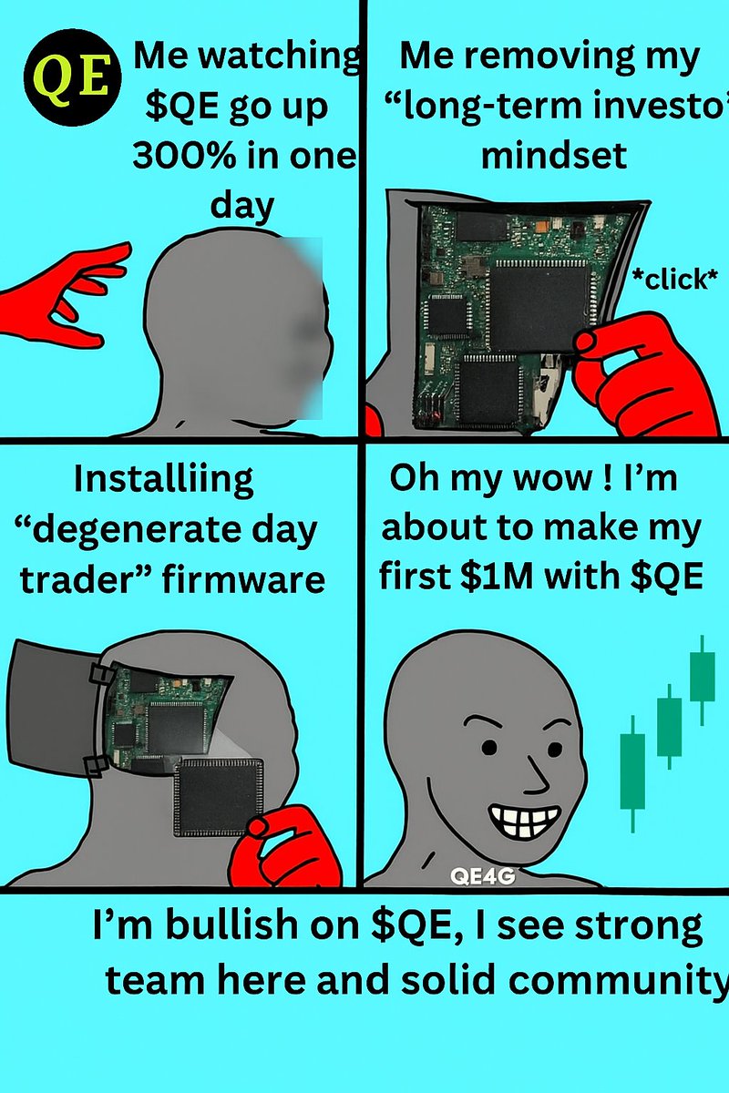 Webvince3's tweet image. It&apos;s $QE Uptober, $QE just pumped and my brain said “HODL”  
 
Oh my wow! I’m about to make generational wealth with $QE 

Big love to the team @QE4Everyone and the community. We ride at dawn
I&apos;m super bullish on $QE 

Don&apos;t sleep on this fam, add $QE to your portfolio