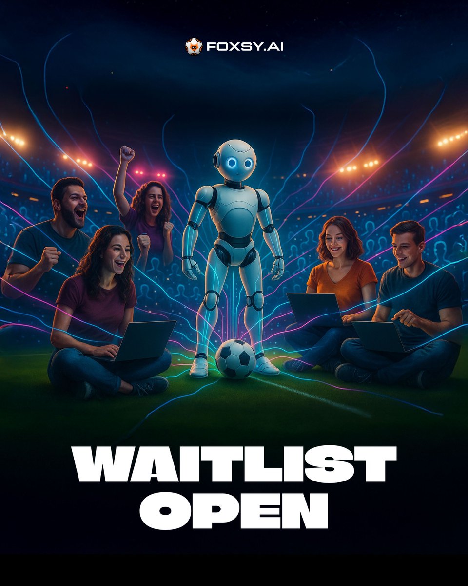 Foxsy (@foxsy_ai) on Twitter photo Hey #foxfrens,
The future of competitive AI soccer is almost here!
FoxLeague will be more than just a game—starting with simulation play and leveling up to real robotics.
Secure your spot on the waitlist --> foxsy.ai/foxleague
<a href="/PulsarMvX/">Pulsar MVX</a> send 500 FOXSY to 100 reactions Hey #foxfrens,
The future of competitive AI soccer is almost here!
FoxLeague will be more than just a game—starting with simulation play and leveling up to real robotics.
Secure your spot on the waitlist --> foxsy.ai/foxleague
<a href="/PulsarMvX/">Pulsar MVX</a> send 500 FOXSY to 100 reactions