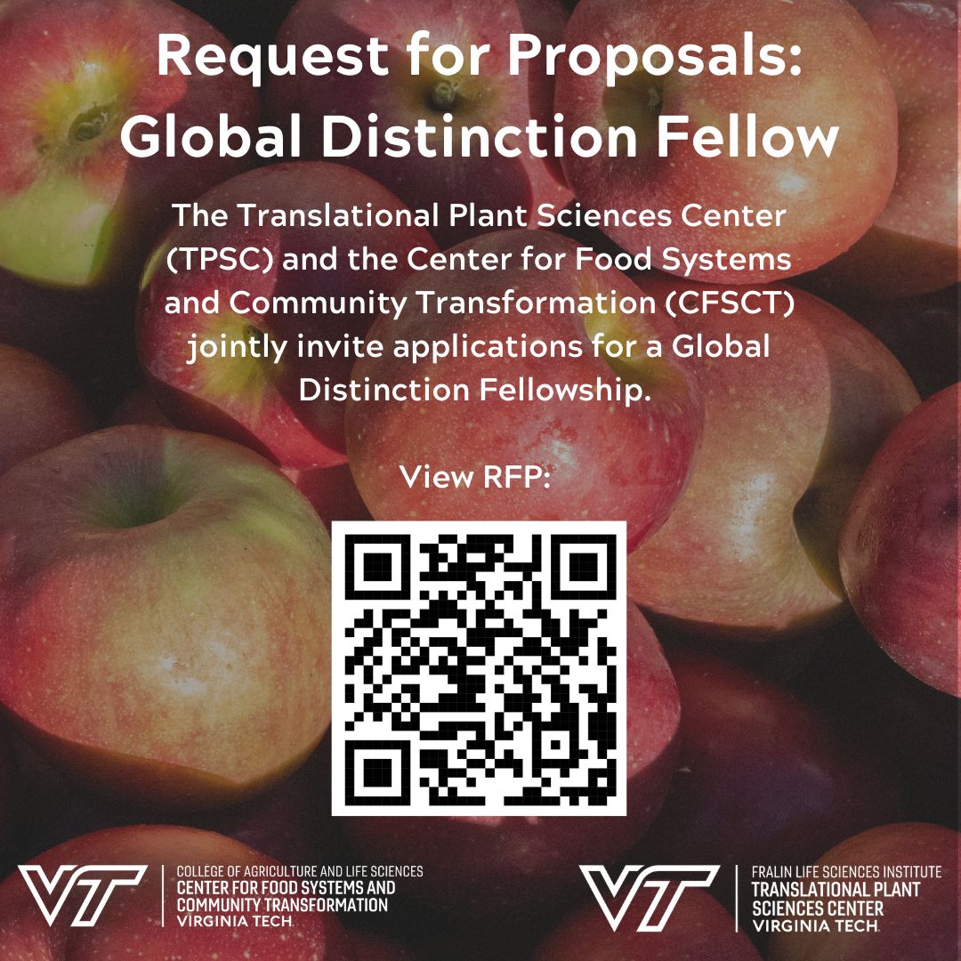 VT_TPSC's tweet image. Are you an international scholar interested in coming to Blacksburg, VA to work with TPSC or @VTFoodSystems? We are accepting applications for the Global Distinction Fellow Program until November 3, 2025! Scan the QR code for more information.