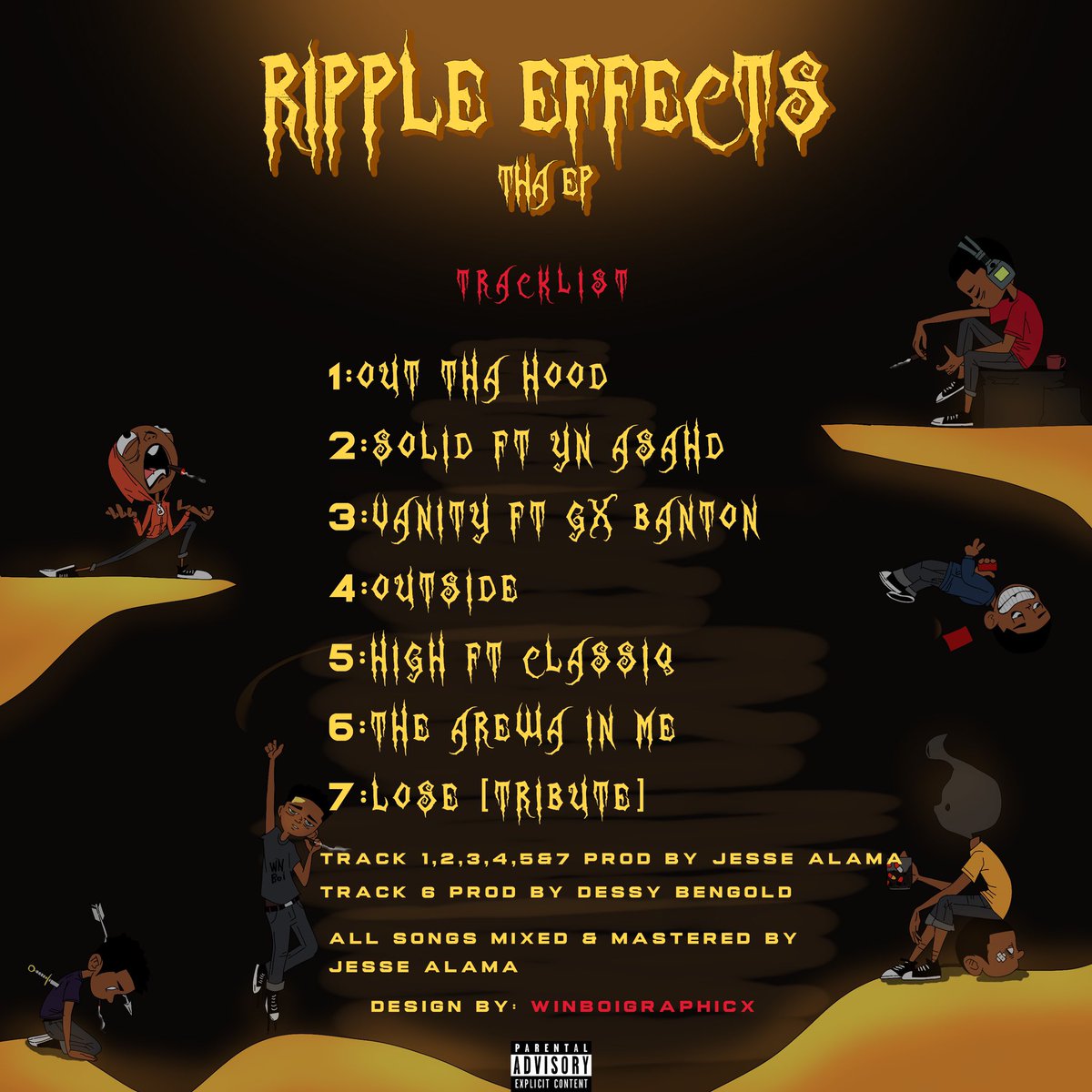 Ripple Effects (Tha Ep)
Release Date: 16th//10//2025
Features:
<a href="/GX_Banton/">Gabriel Sunday</a> , <a href="/yn_asahd/">Prince Of The City</a> , @Classiq 
CREDITS:
All song were written  and Performed by Jesse Alama except for the featured artists.
Track. 6 Produced by Dessy Bengold
Track.1,2,3,4,5,7 produced by Jesse Alama.