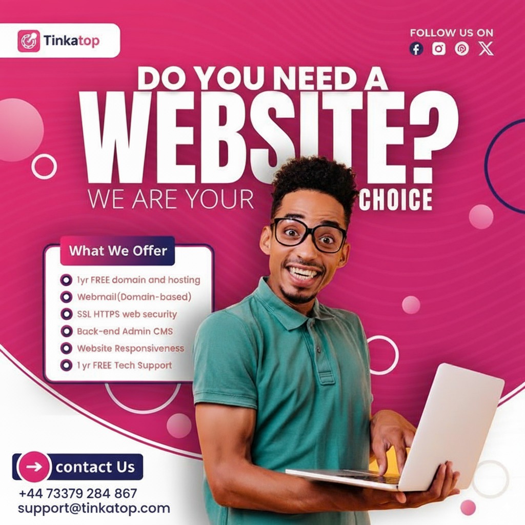 tinkatop's tweet photo. Tinkatop
@tinkatop
·
Sep 22
🚀 Build a website that works as hard as you do! Custom web design 📷 | E-commerce 📷 | Maintenance 📷 📷  #Tinkatop #WebDesign #BusinessGrowth #EntrepreneurLife #SmallBiz #Blackstar @FIFAWorldCup #startupstories #startupfounder #Ghana #UKNOW https://t.co/Dx4Jmmn1kd