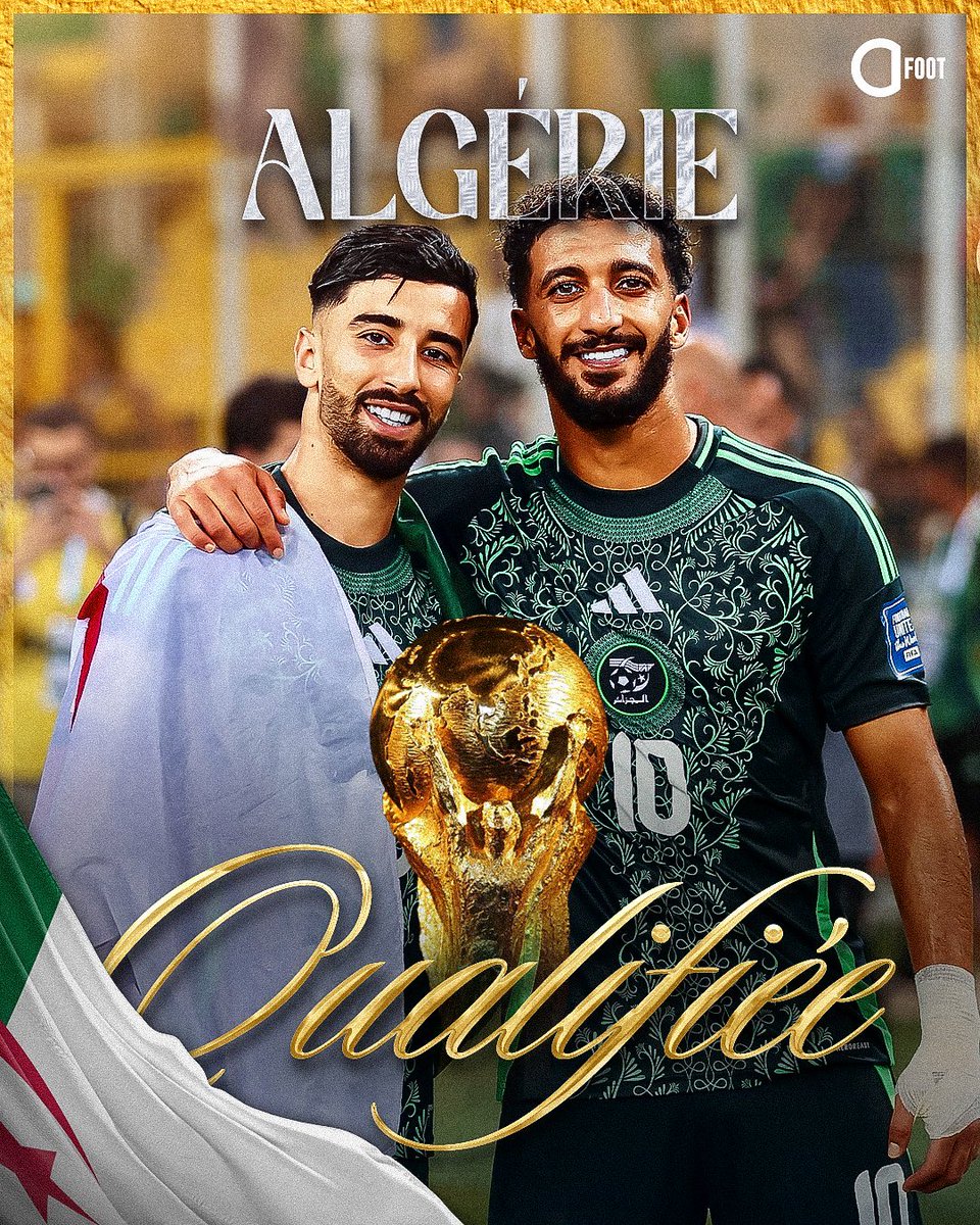 transfermerkato's tweet image. 🚨🚨 رسميًا! الجزائر 🇩🇿 تتأهل إلى كأس العالم 2026! 🌍🏆

بعد 12 عامًا من الغياب، «محاربو الصحراء» يعودون إلى المونديال من جديد! 🤩

#الجزائر #كأس_العالم #ترانسفير_ميركاتو