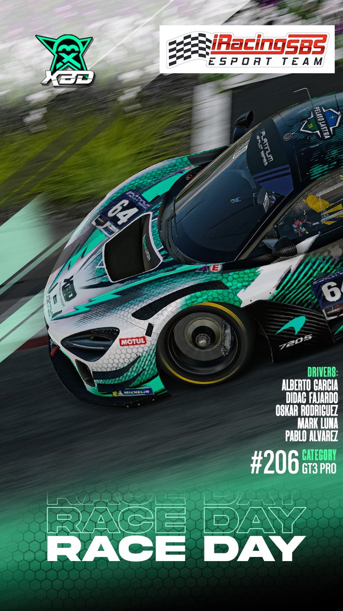 XBD RACING MOTORSPORT (@xbdracing) on Twitter photo 🚨 El sábado toca madrugar para vibrar con unas 24h de Lemans de los amigos <a href="/iracingsbsports/">iRacingSBS Esport Team</a> 
Vamos con todo, para pelear y disfrutar del evento🤠 
Drivers👇
<a href="/DidacFp00/">Didac Fajardo</a> 
<a href="/alberto_g85/">Alberto García</a> 
<a href="/oskarodriguez17/">Oskar Rodriguez</a> 
<a href="/MLuna2107/">Mark Luna Heredia</a> 
<a href="/Pabloalvarezreq/">Pablo</a>
⏰ 08:00 AM
📹 twitch.tv/iracingsbsespo…
#GoXBD 🚨 El sábado toca madrugar para vibrar con unas 24h de Lemans de los amigos <a href="/iracingsbsports/">iRacingSBS Esport Team</a> 
Vamos con todo, para pelear y disfrutar del evento🤠 
Drivers👇
<a href="/DidacFp00/">Didac Fajardo</a> 
<a href="/alberto_g85/">Alberto García</a> 
<a href="/oskarodriguez17/">Oskar Rodriguez</a> 
<a href="/MLuna2107/">Mark Luna Heredia</a> 
<a href="/Pabloalvarezreq/">Pablo</a>
⏰ 08:00 AM
📹 twitch.tv/iracingsbsespo…
#GoXBD