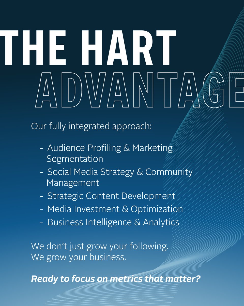 Unpopular opinion: More followers ≠ more sales. It's about who follows you and what they do. Swipe to see Hart's approach to leveraging social media for business growth. 

Ready to focus on metrics that matter? Contact us: hartinc.com/contact