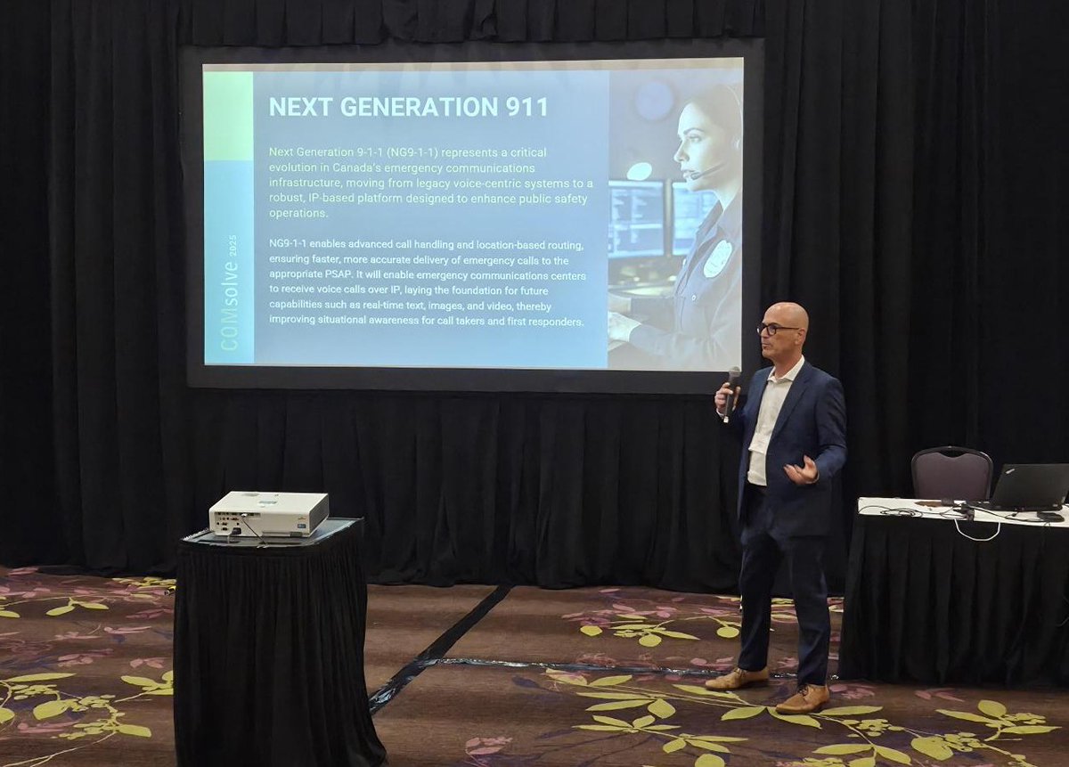 comsolve's tweet image. COMsolve’s Ofir Smadja had the opportunity to speak at the 2025 OPTIC Meeting, sharing insights on NG9-1-1 and joining public safety and law enforcement members across Ontario. The session highlighted the role and importance of testing in Canada’s NG9-1-1 rollout.

#OPTIC2025