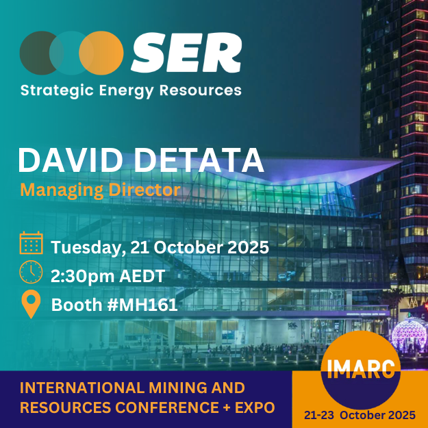 Our MD, David DeTata, will be attending #IMARC2025 at the ICC Sydney, 21–23 Oct 2025.

🎙️ Catch his presentation on Tue, 21 Oct at 2:30pm AEDT for updates on the Isa North &amp; Canobie Copper drill programs &amp; what’s ahead for $SER.
🚩Visit us at stand #MH161!

#Copper #Gold