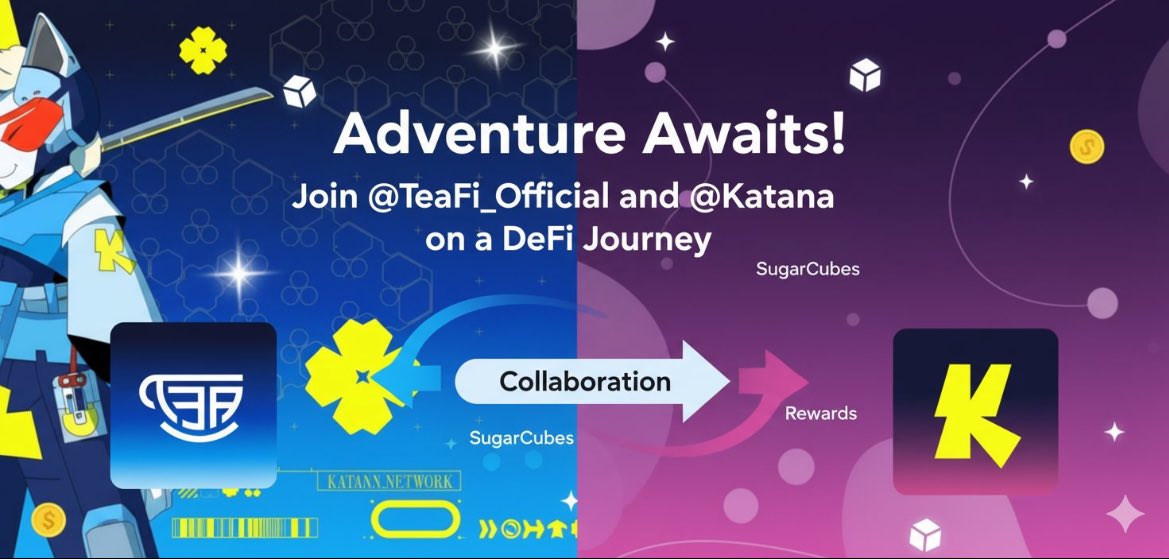 Bitrelic's tweet image. Hey Tea-Fi crew! 😊
Big news – we&apos;ve teamed up with @Katana for a new Layer3 quest! 🌟
Hop into Tea-Fi, power up with Katana, and unlock:

· Extra SugarCubes
· Exclusive rewards
· Surprises along the way
  Don&apos;t sleep on this 
  @TeaFi_Official @Katana #TeaFi #Katana #DeFi