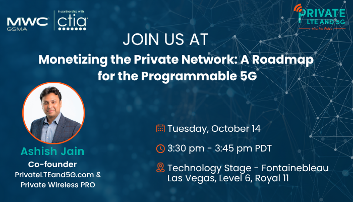 privateLTEand5G's tweet image. Ashish Jain, CEO of KAIROS Pulse and Co-founder of PrivateLTEand5G.com &amp;amp; Private Wireless PRO, will speak at #MWC25 on 'Monetizing the Private Network', showing how enterprises can turn connectivity into a competitive edge.

Meet Ashish: calendly.com/kairospulse/me…

#private5g