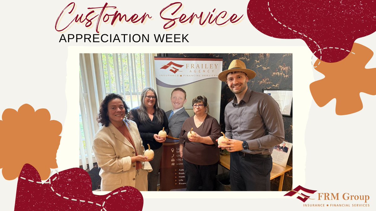 FraileyIns's tweet image. Happy #CustomerServiceAppreciationWeek to our incredible team keeping everything running smoothly! Big thanks to Stacy for the festive pumpkins! 🎃🙌
#ThinkFraileyFirst #FRMGroup #PoconoProud #PoconoChamber #FraileyCoversYourHome #FraileyHablamosEspanol #WeProtectWhatMattersMost