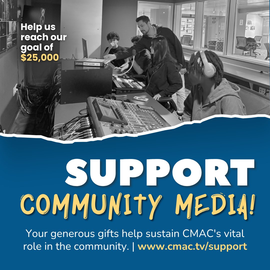 CMACTV's tweet image. At CMAC, $50 goes a long way. It makes it possible for a new creative to take a workshop, develop their skills in our recording studios, and share their stories with the community. 💛

Help local voices shine: cmac.tv/support

#SupportCommunityMedia #ShareYourStories