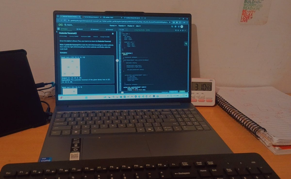 Khushbu2630's tweet image. #Day44
☑️ Solved DSA problems:
✓ Post order Traversal 
✓ Min. amt of water (Tried but couldn&apos;t solve)
☑️ Revised ReactJs (3/7)
☑️ Made a mini project using React (Travel Partner)
☑️ Studied about El-Nina, La-Nina &amp;amp; ENSO.

#100DaysOfCode  #DSA #React  #CodingJourney 
(3.10)Hrs.