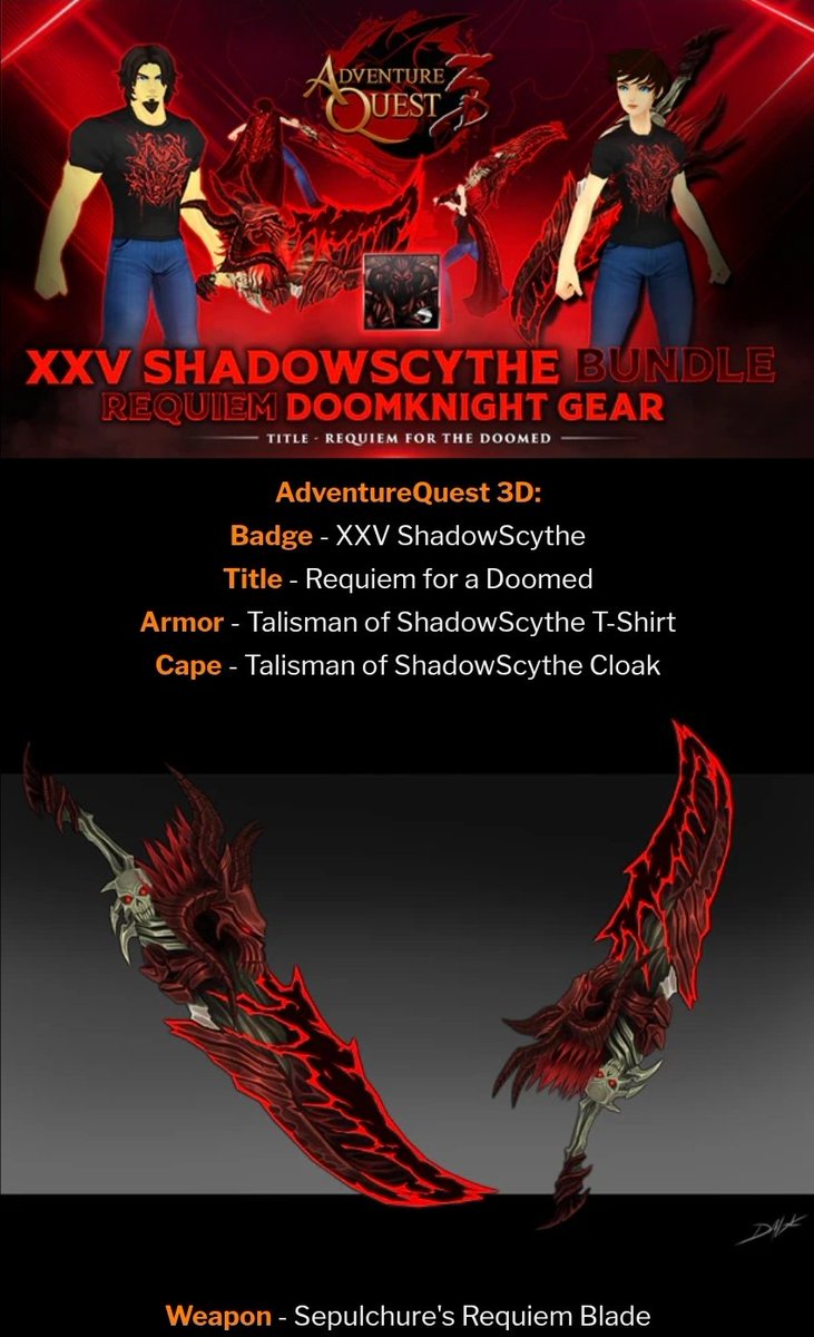 Nurse_AE1's tweet image. Hello everyone! We’ve ordered the 💀 XXV ShadowScythe - Bundle 💀. DM us to Pre-Order and secure yours on the very first day it arrives!" #aqw #aq3d #edcodes #Dragonfable