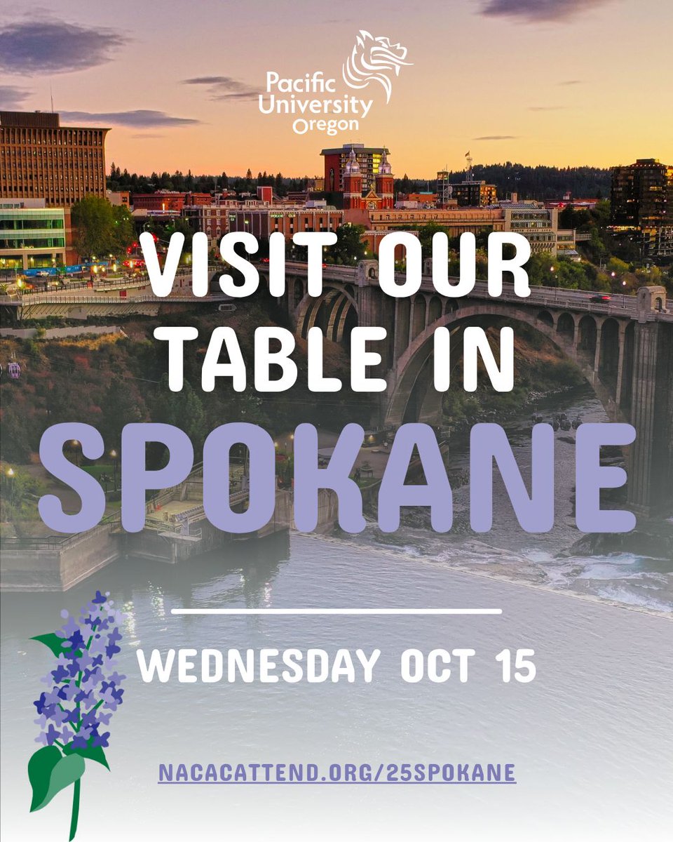 📍Spokane NACAC College Fair
🗓 Wednesday, Oct 15 9:00 AM - 12:00 PM
- OR -
🗓 Wednesday, Oct 15 6:00 PM - 8:00 PM
📍 Spokane Convention Center 
✅ Free • Bring a friend • Sign up → nacacattend.org/25spokane 

#pacificuniversity #pacificu #pacu #oregoncolleges #goboxers