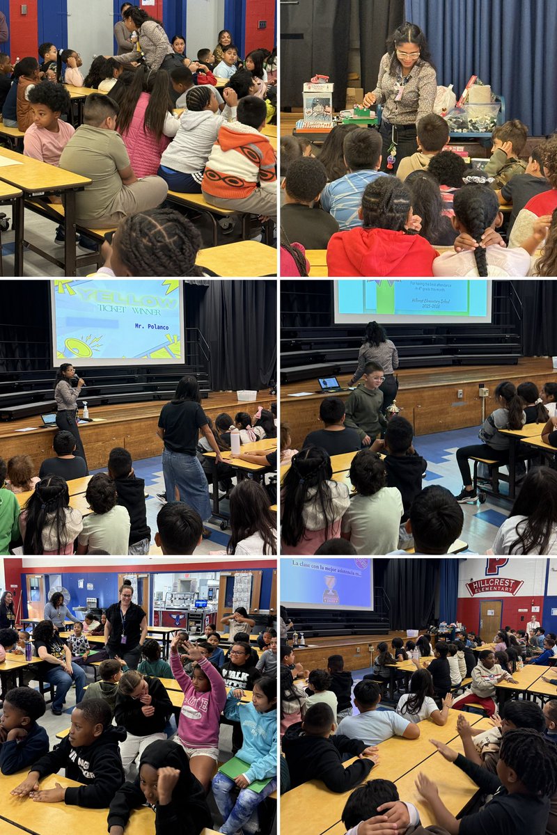 Hillcrest School’s amazing PBIS Leader⭐️Ms. Suarez ⭐️facilitates our monthly assembly. Our scholars were engaged, participating and full of joy ❤️to see who has had perfect attendance and positive behavior 👍for the month of September! 💙