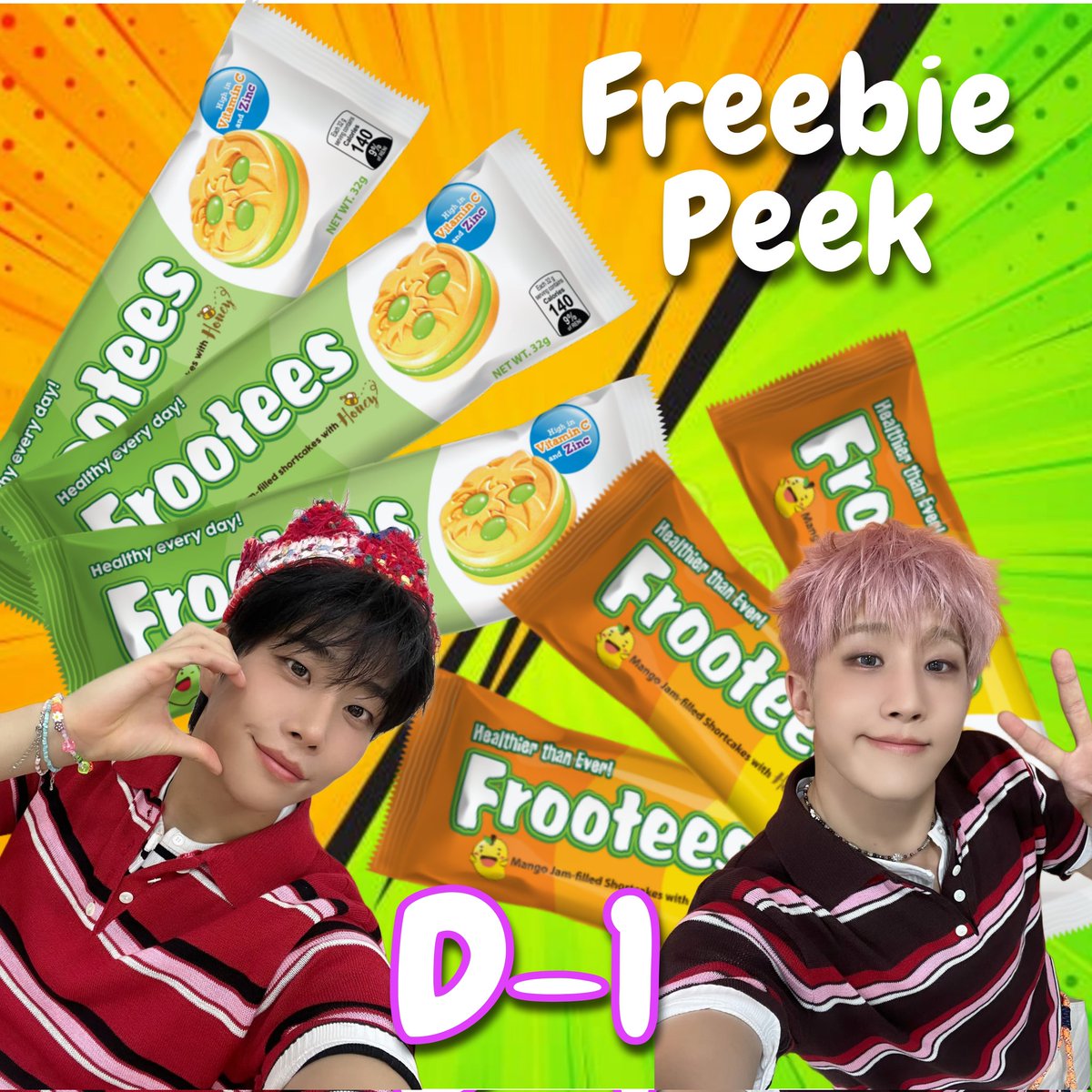 D-1! Your snack's on us! 🍊🍏 Grab these fruity biscuits and let’s paint the day orange and green! 🧡💚

#cAROHAstopover #RollTheDiceInManila #DICE #RollTheDice #Astro #Aroha #MJ #JINJIN #ArohaUnnies #ZOONIZINI
