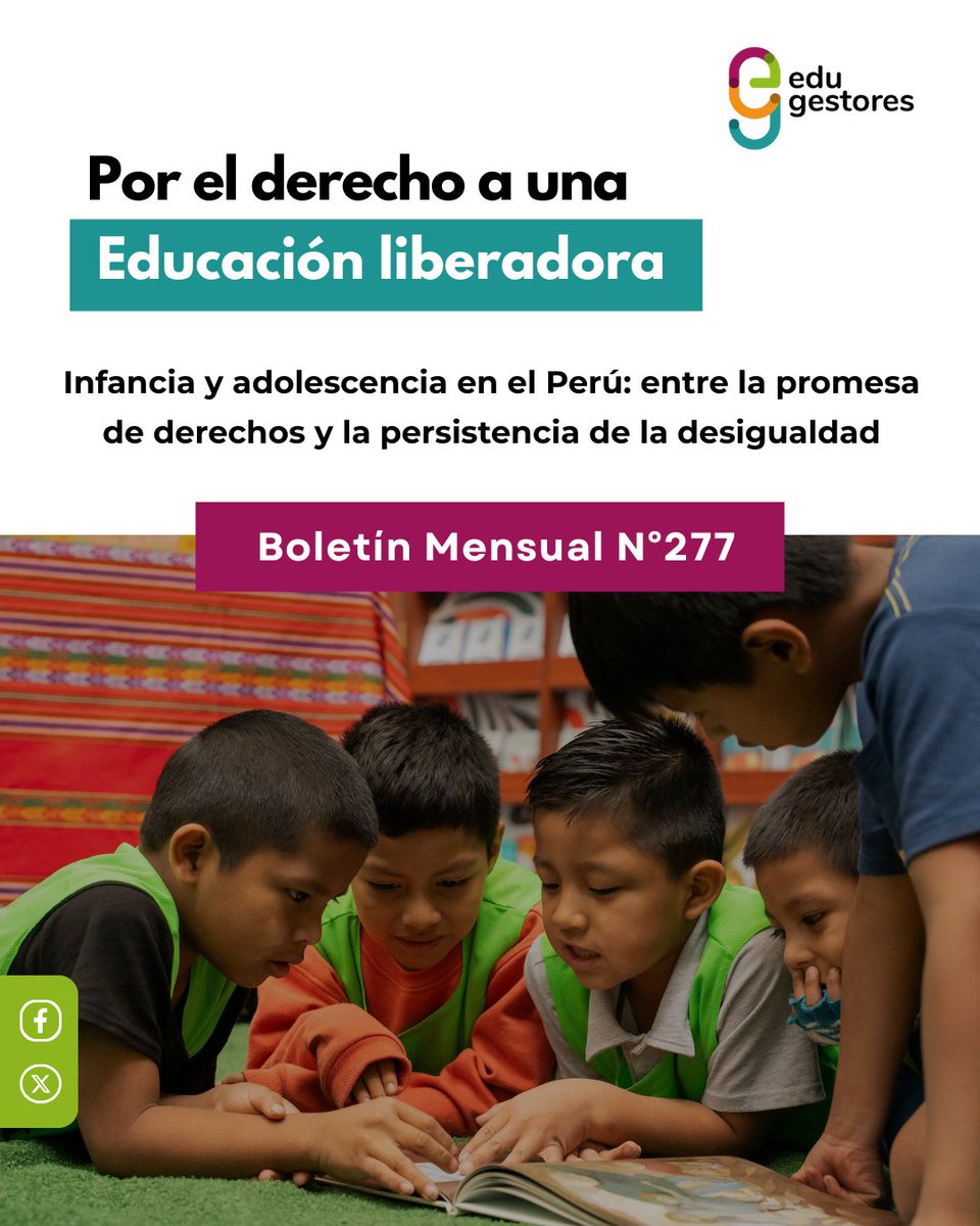 edugestores's tweet photo. 📢 ¡Nuevo Boletín N°277 de Tarea Asociación!

 “Infancia y adolescencia en el Perú: entre la promesa de derechos y la persistencia de la desigualdad” 

👩‍🏫Reflexiona sobre los retos para garantizar sus derechos y una vida plena.

🌐 Léelo aquí https://t.co/GoiFh3guxA https://t.co/ZGHZ3i3ikt