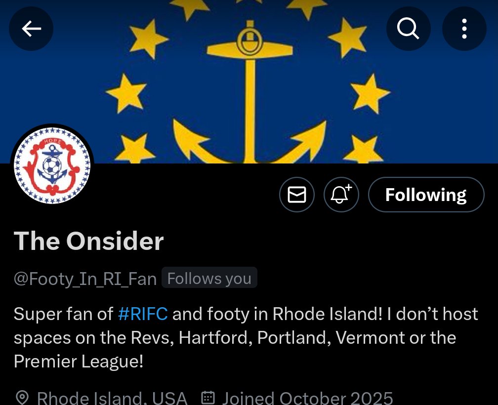 Sources tell me this person is the right Footy to follow on Twitter 
<a href="/Footy_In_RI_Fan/">The Onsider</a> 🫡 #RIFC