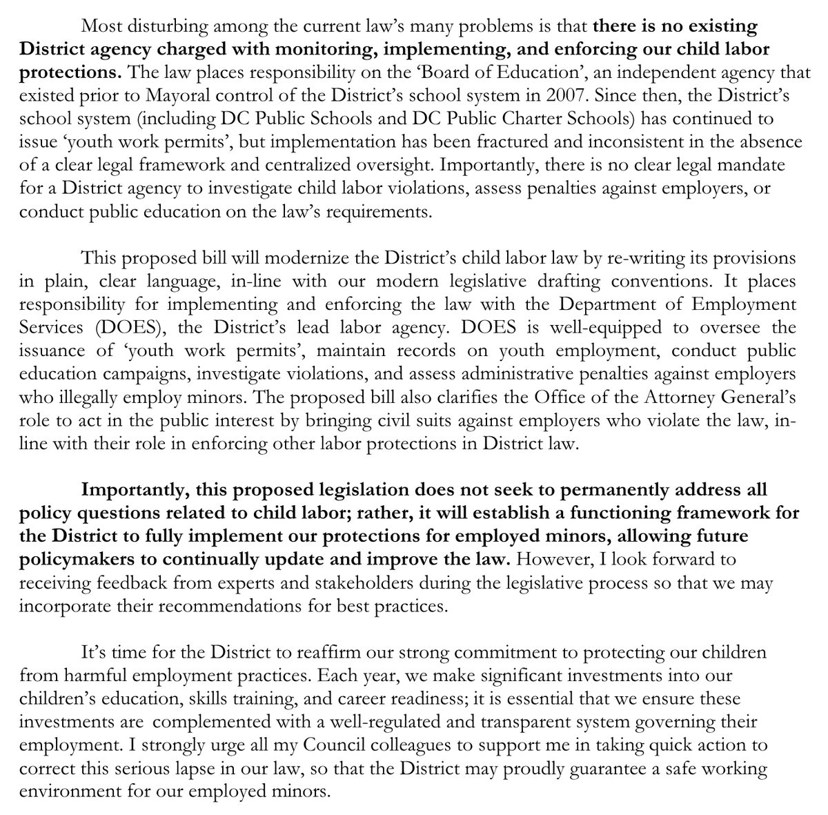 maustermuhle's tweet image. Thing I learned today: Some of D.C.'s laws prohibiting child labor date back to 1928, and there's no specific city agency charged with enforcing the laws against child labor. A new bill from @AnitaBondsDC and @CMFrumin would modernize D.C.'s child labor statutes and enforcement.