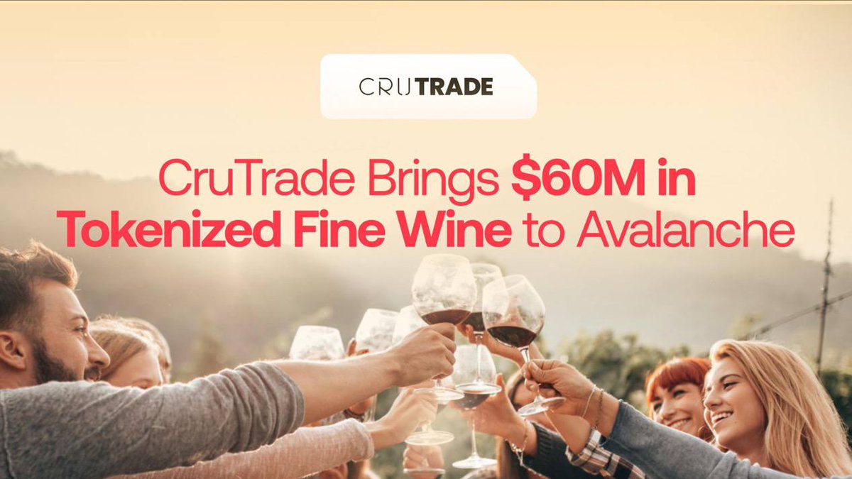 Thread 🧵

1/ The world’s most exclusive wines are coming on-chain 🍷

Cru Trade is bringing over $60M worth of fine wine to #Avalanche — opening access to a market once reserved for elite collectors. 🔺

Read on: 👇