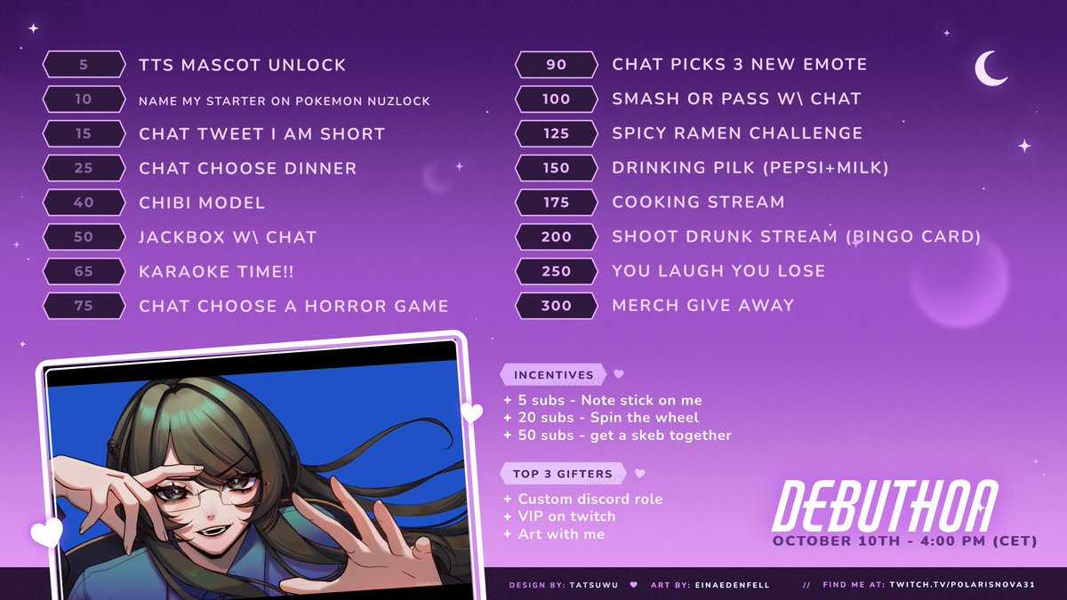 TOMORROW IS DA DAY FOR MY DEBUT AAAAAAAA HOPE EVERYTHING IS GONNA BE OK >.< I BET IT WILL BE XD 
am also gonna have a debuthon :3 here~~  my goal hehe hope everyone  is excited and nervous like i am o.o

#Vtuber #VtuberEN #VtuberDebut