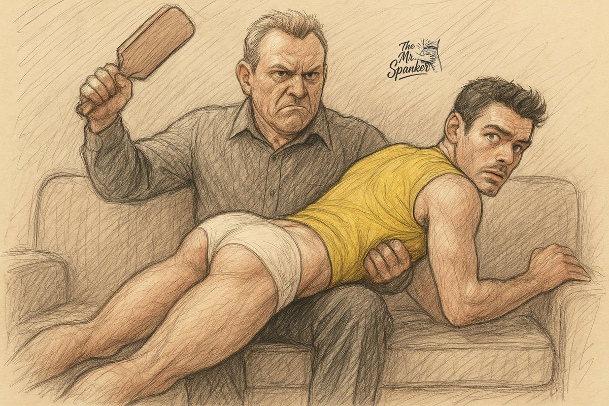 Skipping chores for the gym? Oh, no!! 
Daddy’s paddle didn’t let that slip by without a reminder. A few well-placed swats, and suddenly, chores were looking a lot more appealing than those weights. 🍑💥
Featuring Cliff and Richard Madden.
 #spanking #gayspanking #Discipline