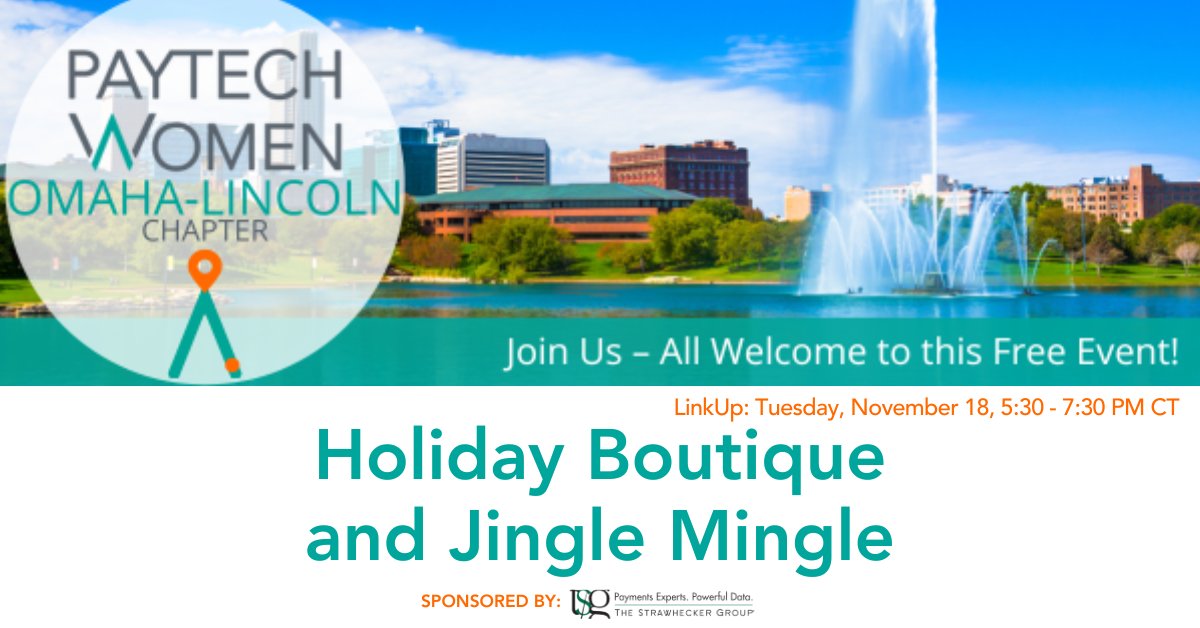 Join the Omaha-Lincoln Chapter for this Holiday Boutique &amp; Jingle Mingle LinkUp! This will be a festive evening designed to bring the #payments community together in holiday style. 🎄

📅 Nov. 18
🕒5:30 PM CT
RSVP here ➡️: bit.ly/4h5QCHd

#PTWChapters