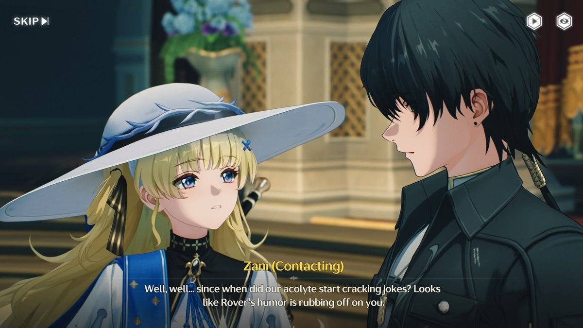 KagaOnda's tweet photo. The way Kuros wrote Rover and Phoebe's relationship and interactions ever since the start of Rinascita is literally the cutest of all the girls. 

> She is the first one who welcomes Rover into the land of Rinascita City
> She is the one who went on a date with Rover right after the Carnevale.
> She is the one who is canonically living with Rover on the fishing island for weeks and roaming the ocean together, alone, inside a covered boat.

EVEN Zani found Rover and Phoebe's relationship too adorable and had to tease them under the vault.

And after holding firm to her own belief, Phoebe returns with the new Order in 2.7, successfully standing by Rover in saving Rinscita. 

Having all of Rover's trust and him putting all of Rinascita's future in her hand, Phoebe undoubtedly will become an important figure chosen by Cartethya to help lead the Order.

Truly perfect. My Phoebe, my light.

#WutheringWaves 2.7