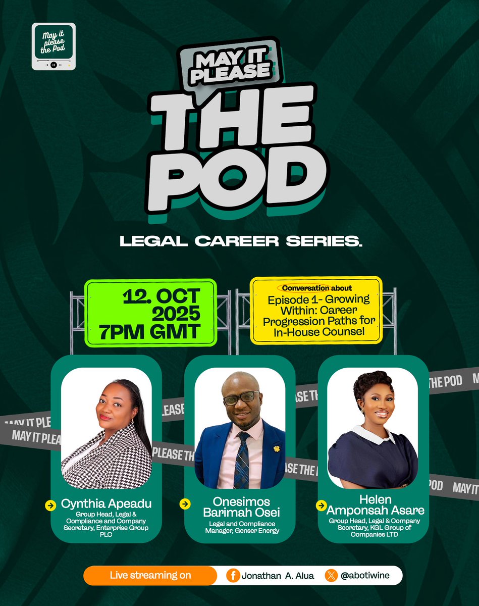 It’s Esquire Season again! As always, we’re hosting a session for new and young lawyers. What’s new this year? We’re rolling out a series, each session focused on a distinct branch of legal practice. We kick off this Sunday at 7pm GMT. Talk soon!