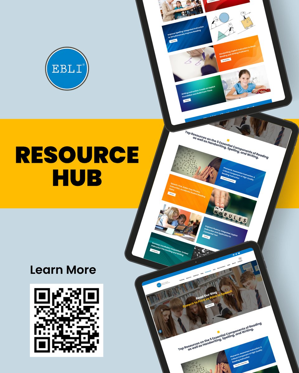 EBLIreads's tweet image. Our EBLI Resource Hub organizes blogs + webinars by 8 key components: phonemic awareness, phonics, vocabulary, fluency, comprehension, handwriting, spelling &amp;amp; writing.

👉 eblireads.com/resources

#EvidenceBasedLiteracyInstruction #EBLI #LinguisticPhonics