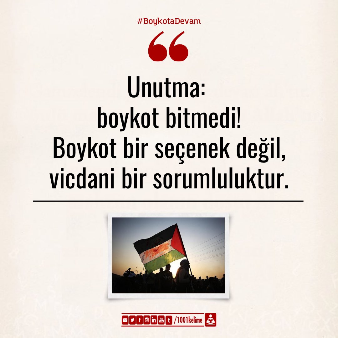 Boykot bir seçenek değil, vicdani bir sorumluluktur.

#BoykotaDevam