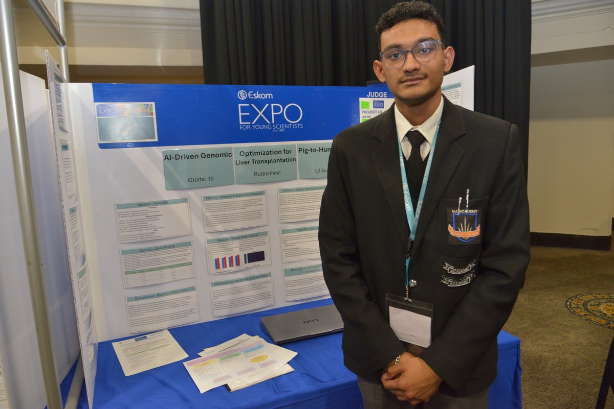 Exposcience's tweet photo. Congratulations to Rudra Patel from Gauteng South Region, recipient of the Wits University: Faculty of Sciences Bursary valued at R40 000.
Watch live on YouTube: https://t.co/Whl1waoTcu
#DiscoverEskomExpo #EskomExpoISF @WitsUniversity https://t.co/801uahKPPd