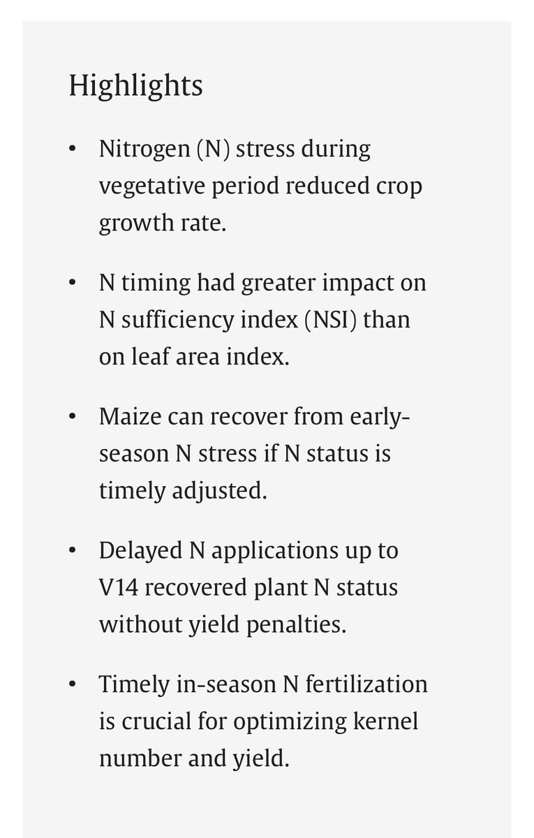 Feliz de seguir colaborando en la formación de RRHH como logro de la interacción con el <a href="/CiampittiLab/">Ciampitti Lab</a> En este caso estableciendo respuestas del maíz a la fertilización tardía como parte de una estrategia de uso más razonable del N.
Podes descargarlo desde doi.org/10.1016/j.eja.…