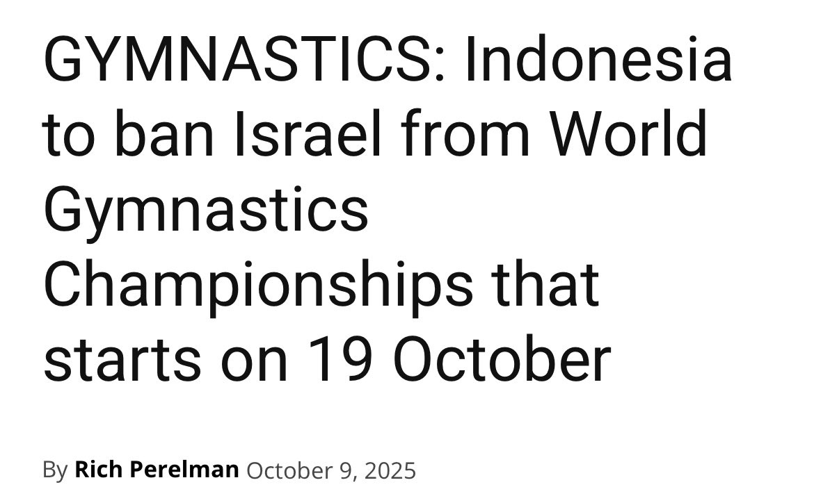 Indonesia has banned Israeli athletes from taking part in the World Gymnastics Championships in Jakarta later this month