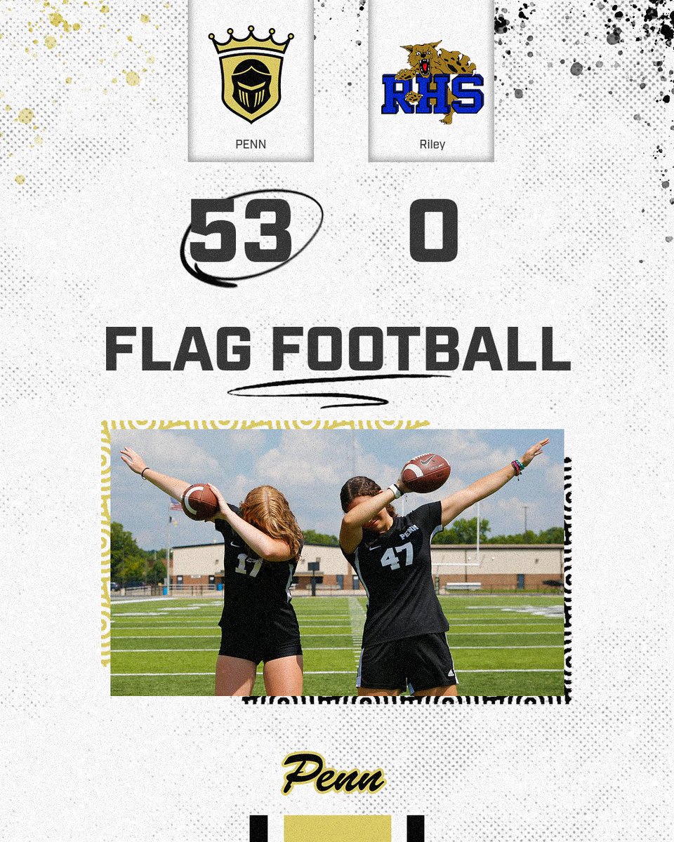 The_Pennant's tweet photo. FLAG FOOTBALL SECTIONAL: Penn 53, Riley 0. Final.

🏈Quinn Driscoll 3 Passing TDs
🏈Maddy Thompson 1 Passing TD
🏈Harper Rumble Rushing TD
🏈Kami Bauer 1 Rushing TD, 1 rec. TD
🏈Alivia Dawson 1 rec. TD
🏈Logan Rumble 1 rec. TD
🏈Marin Horvath 1 rec. TD
🏈Macy Little 2 INT, 2 TDs https://t.co/p9oFAPRc9N