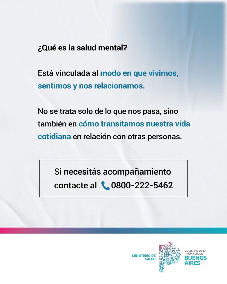 Todos y todas podemos atravesar situaciones que requieran atención en salud mental o por consumos problemáticos.

🏥 En <a href="/BAProvincia/">Gobierno PBA</a> contamos con una Red de más de 200 espacios de atención para quienes lo necesiten. Podés buscar el centro más cercano: en busca.saludmental.gba.gov.ar