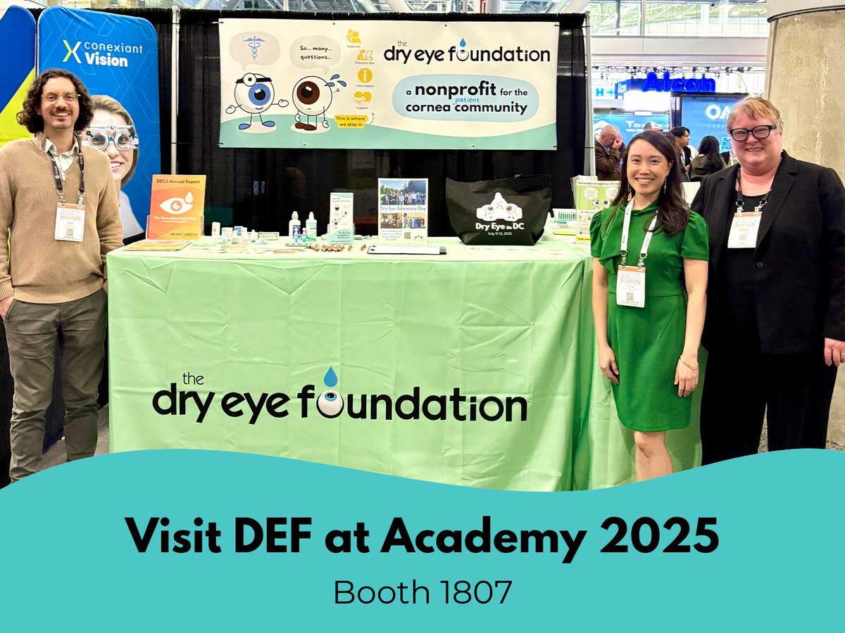 We are halfway through #academy2025. Optometrists: come visit DEF booth 1807 today and tomorrow for free patient literature and lots of stickers!

#dryeyefoundation #dryeye #eyedropsafety #mybigfatsclerallens