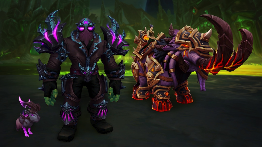 Proenix00's tweet image. [#WoW] A la venta el nuevo &amp;lt;Pack del fuego vil de amatista&amp;gt;

&amp;gt; Disponible hasta el 12 de enero
&amp;gt; Precio: 30€

Contiene:
&amp;gt; Montura: Elekk devastado por el Vacío
&amp;gt; Mascota: Narigudo vil pelóxido
&amp;gt; Indumentaria: Atuendo Arcano de atracavil (transfiguración)

tinyurl.com/2muktk6s