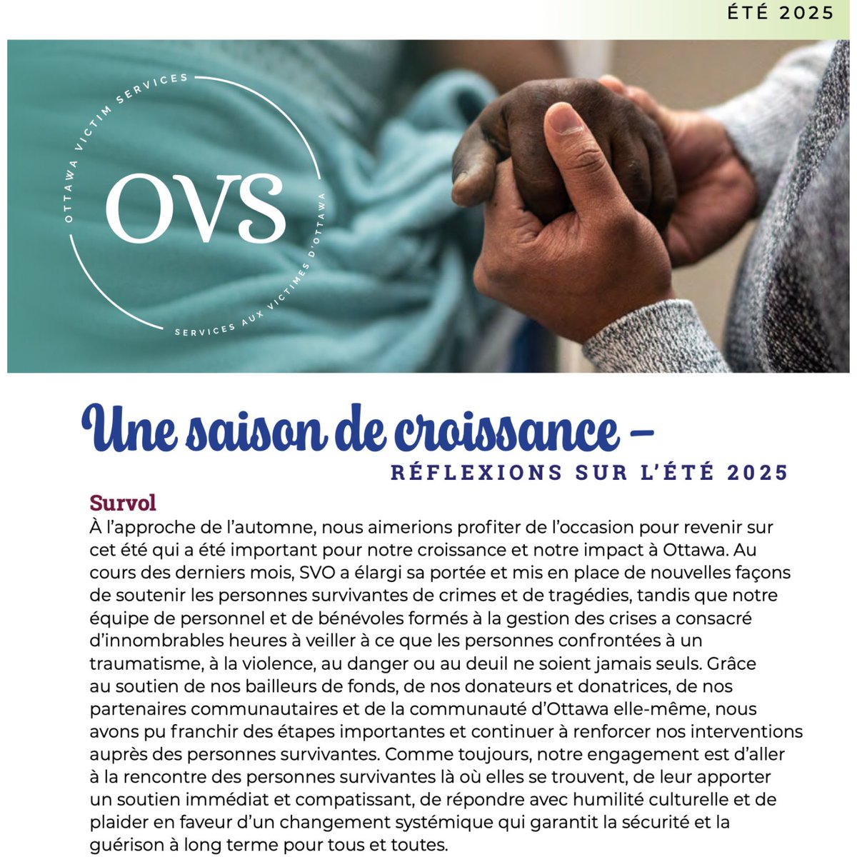 🌼Looking back on Summer 2025!🌼

As we move into fall, we wanted to share about the amazing impact of this past summer. 

Read our full Summer 2025 Newsletter here: ovs-svo.com/wp-content/upl…

Lisez notre newsletter complète de l'été 2025 ici : ovs-svo.com/wp-content/upl…