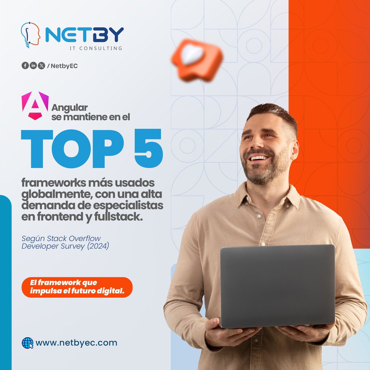 Netbyec's tweet image. 👉 En NETBY, conectamos talento Angular con proyectos reales en empresas que lideran el mercado.

🔗 Escríbenos: netbyec.com/contactanos/

#NetbyEC #Angular #Frontend #Fullstack #CarreraTI #StaffAugmentation #TalentoTI
