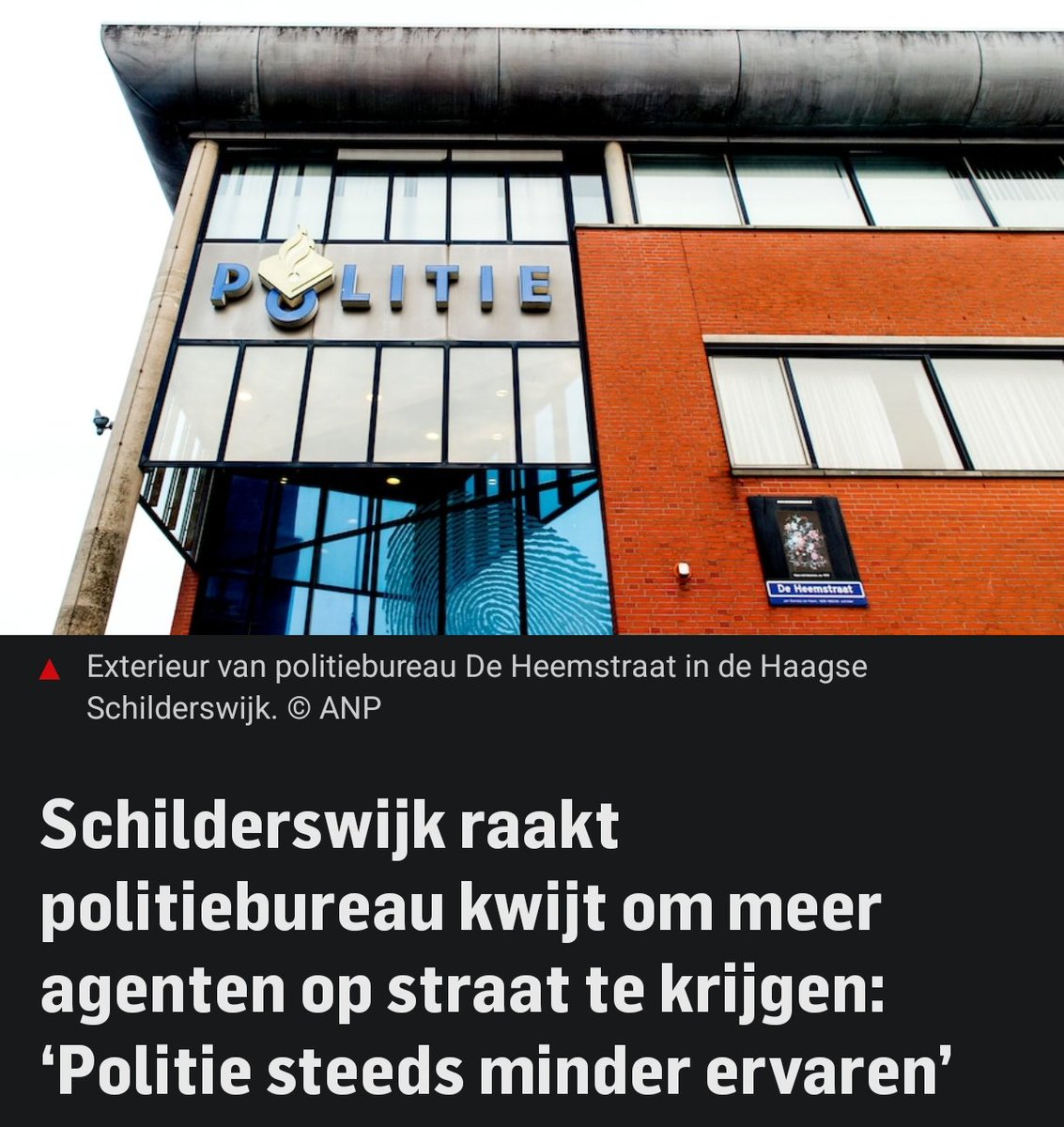 Schilderswijk raakt #politiebureau kwijt om meer agenten op straat te krijgen. <a href="/NineKooiman/">Nine Kooiman</a>: „We kunnen nu niet meer opsporen, we kunnen niet meer de wijk in. We zitten in een wurggreep en moeten bedenken hoe we het hoofd boven water moeten krijgen.”

ad.nl/den-haag/schil…