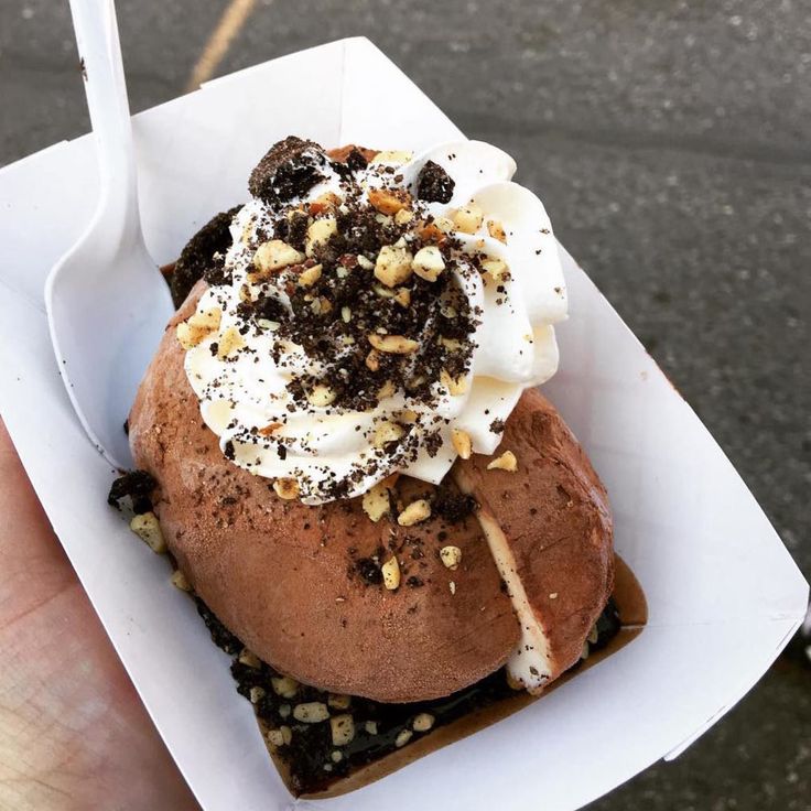 bloggerhythms's tweet image. This is a picture of an ice cream, baked potato sundae. Would you eat this? My wife found it in Traveler Magazine.