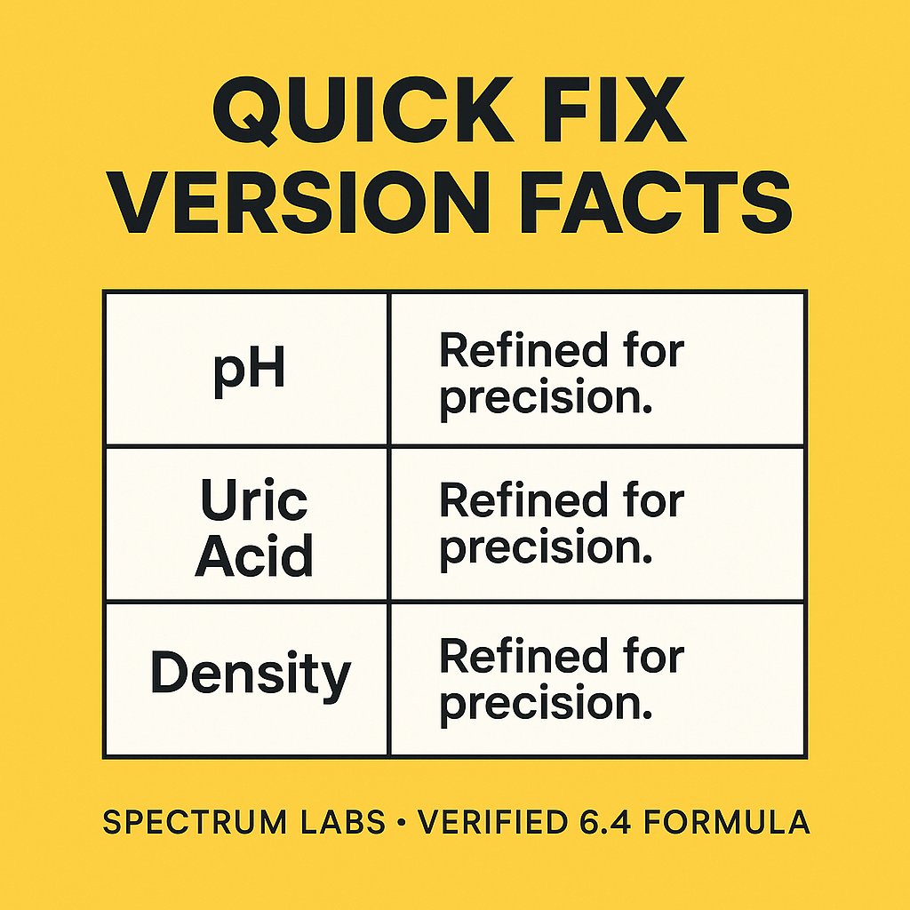 Quickfixpee's tweet image. Quick Fix 6.4 = Refinement, not replacement.
pH • Uric Acid • Density → Refined for precision.
✅ Spectrum Labs – Verified 6.4 Formula

#QuickFix #VersionFacts #SpectrumLabs