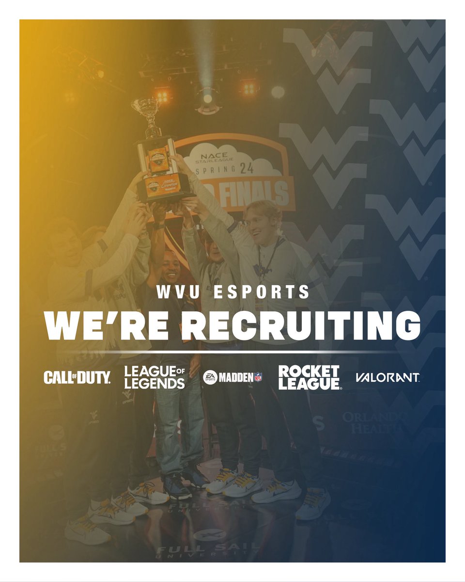 WVUEsports's tweet image. Do you have what it takes to become a Mountaineer? 👀 

We're recruiting more players for all of our varsity esports teams now! Fill out our information form if you're interested. wvu.qualtrics.com/jfe/form/SV_88…