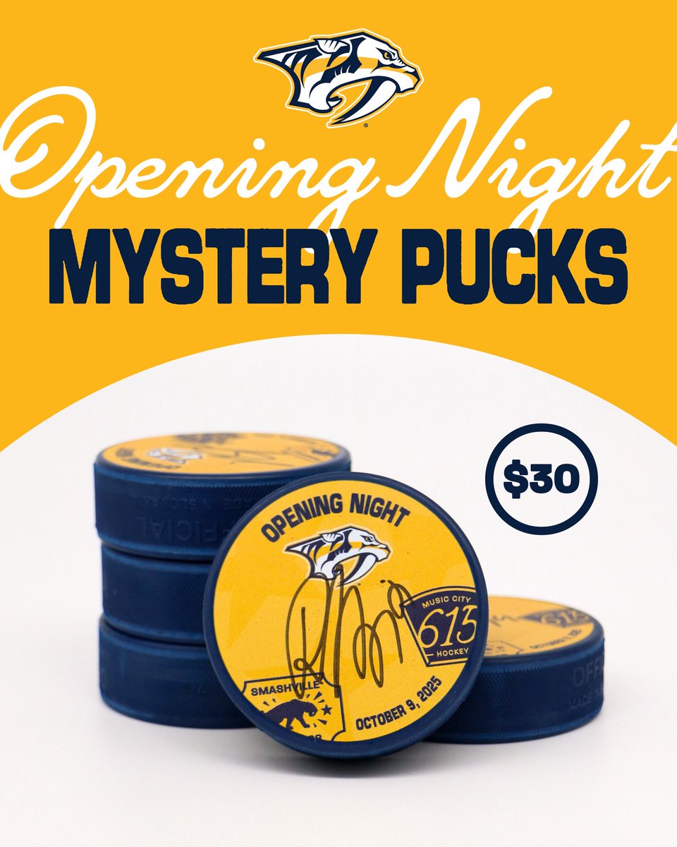 PredsFoundation's tweet image. It’s OPENING NIGHT ✨ come see us at 106/107 to get your mystery puck for a donation of $30! Each puck is signed by a member of the @PredsNHL!