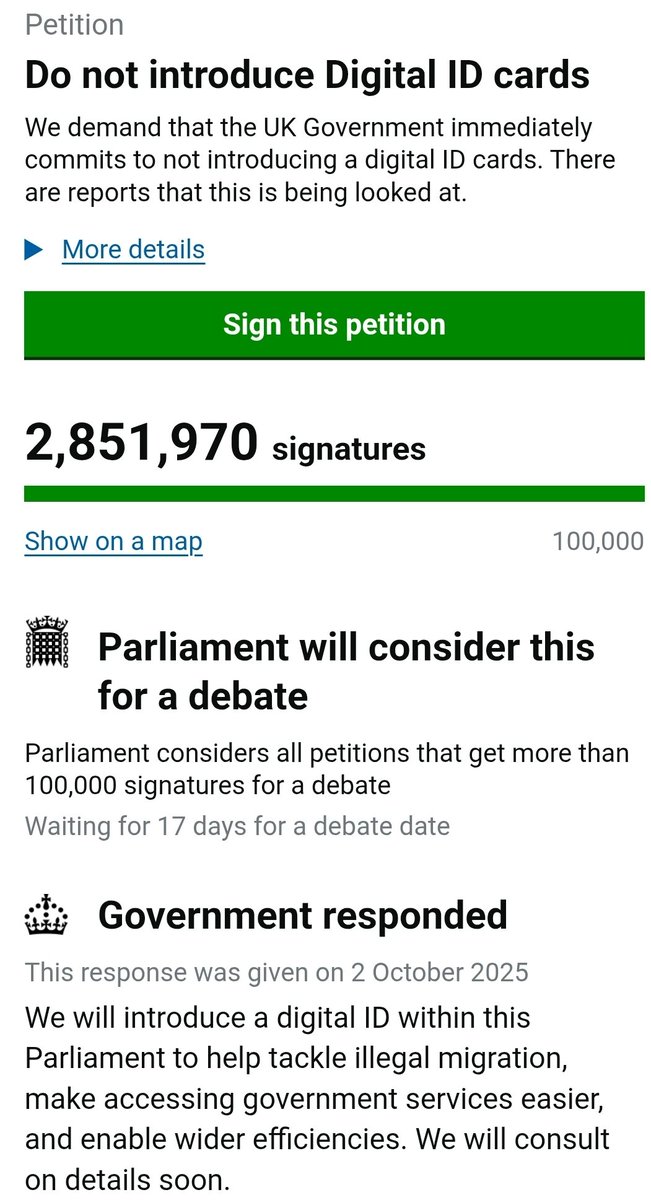 I wonder why the mainstream media is completely ignoring the fact that this benighted Labour government is pushing ahead with digital IDs, when millions of us signed a petition seeking a debate, and Downing Street can't even get its story straight on why it's being done.